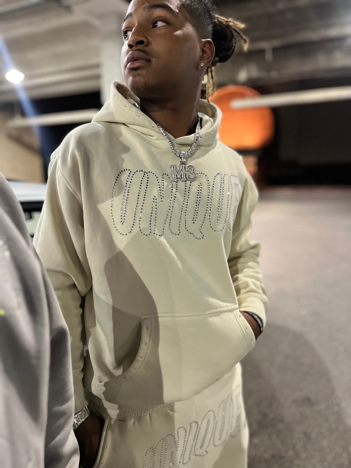 Cream "Unique Rhinestone" Hoodie