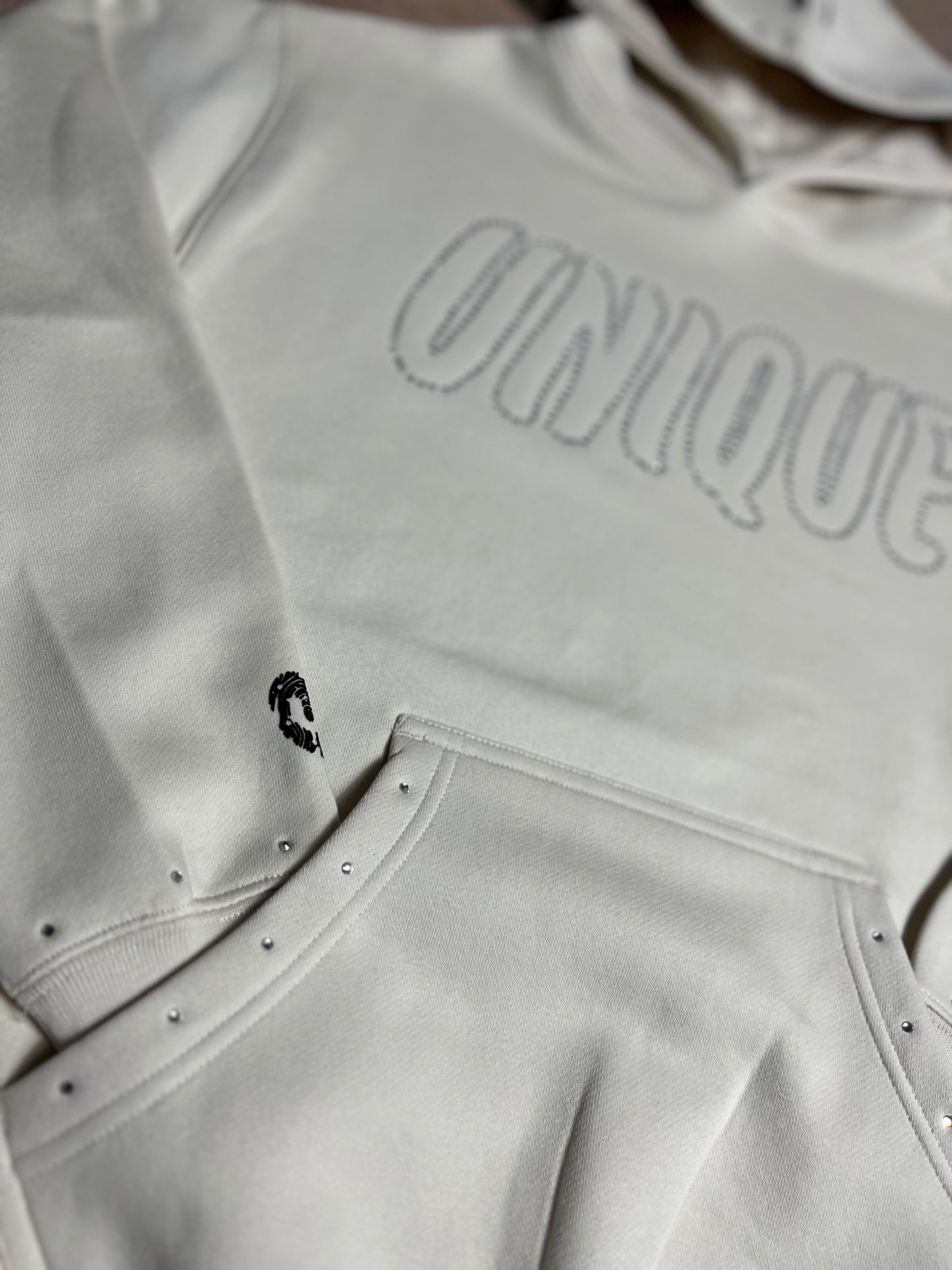 Cream "Unique Rhinestone" Hoodie
