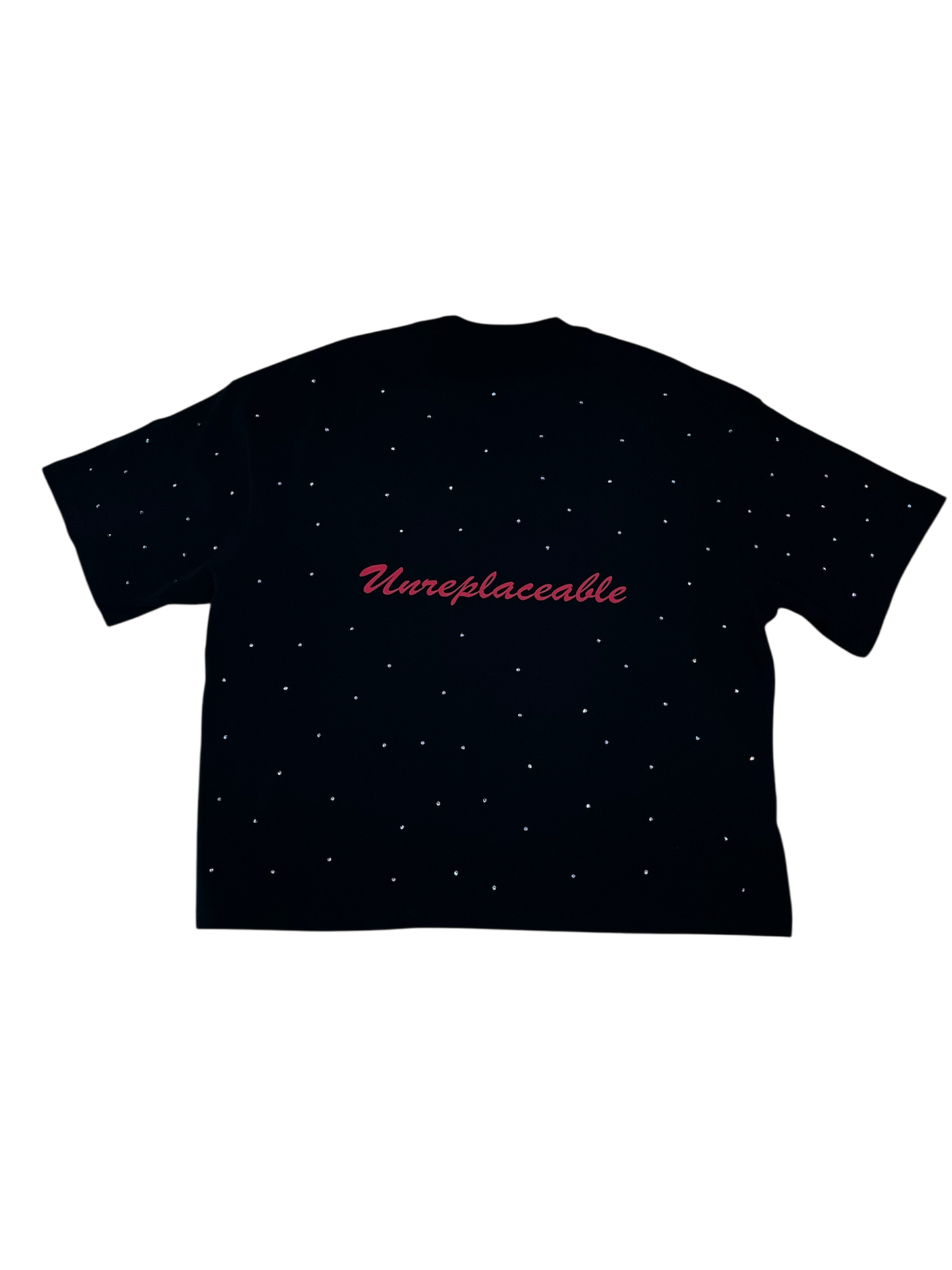 Torch Red “Because Ordinary Isn’t Enough” Rhinestone boxy tee