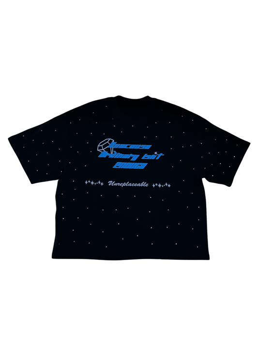Malibu “Because Ordinary Isn’t Enough” Rhinestone boxy tee